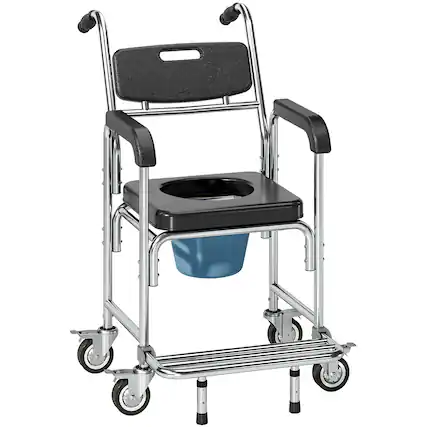 Front. Homcom - Shower Commode Wheelchair - Black.