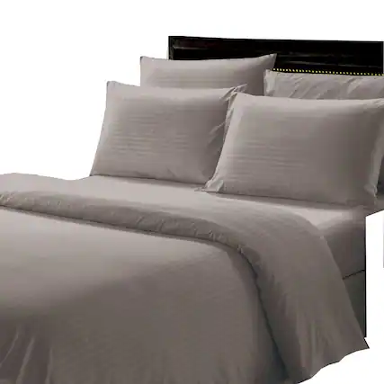 Front. Plazatex - Plazatex Dobby Stripe Luxurious Ultra Soft Moisture Wicking Solid Color 4 Pieces Sheet Set Twin Charcoal - Charcoal.