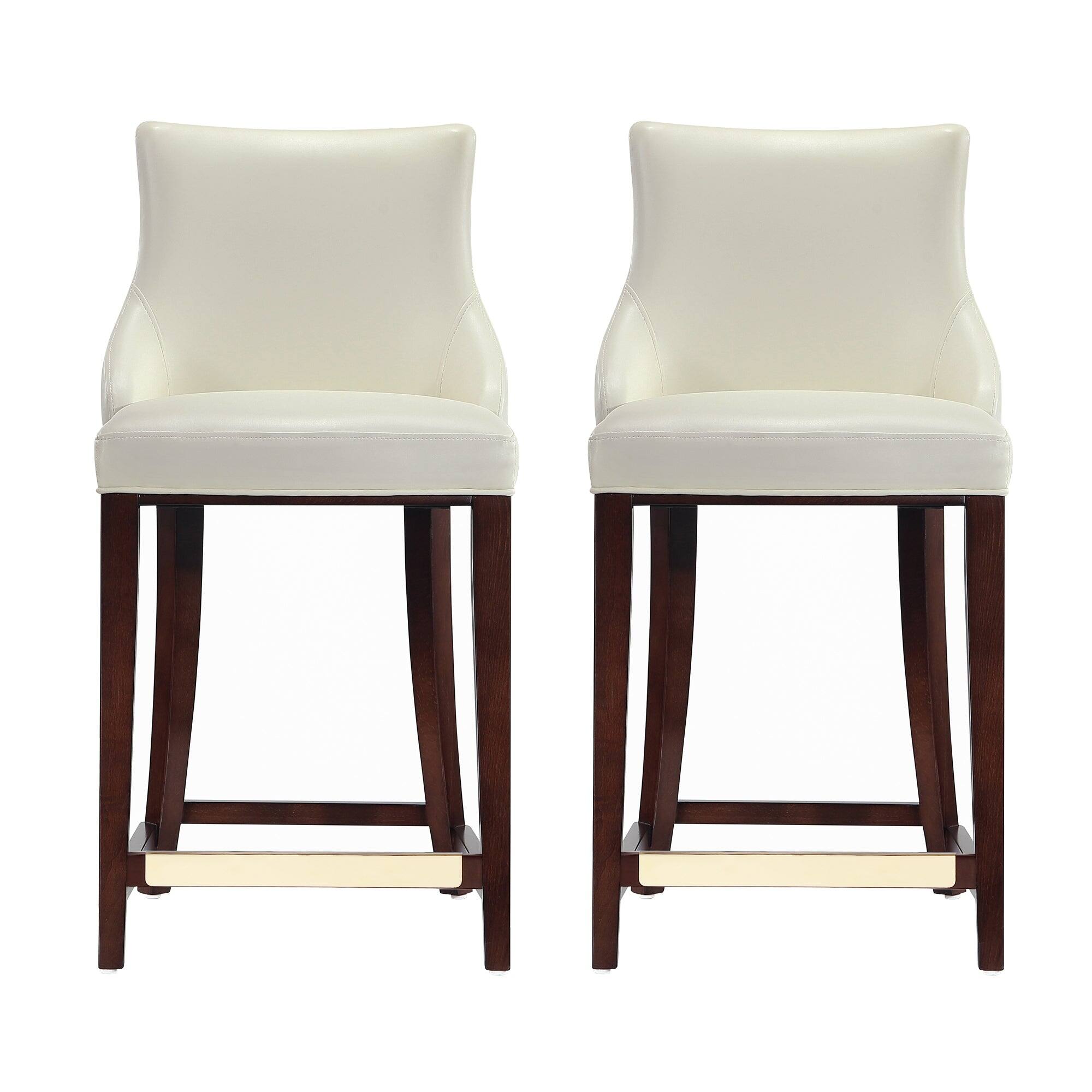 Front. Manhattan Comfort - Shubert Modern Wood Upholstered Counter Stool - Set of 2 - Ivory.