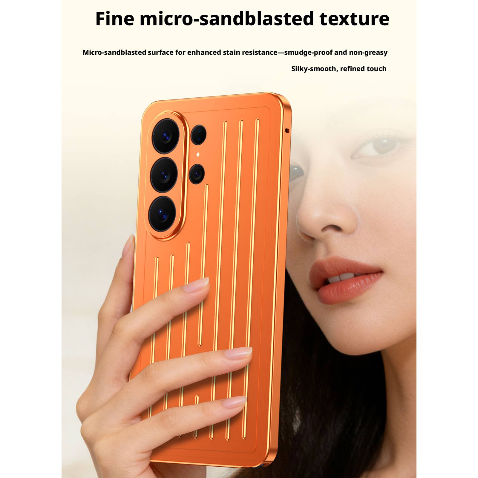 Fine micro-sandblasted texture

Micro-sandblasted surface for enhanced stain resistance—smudge-proof and non-greasy

Silky-smooth, refined touch