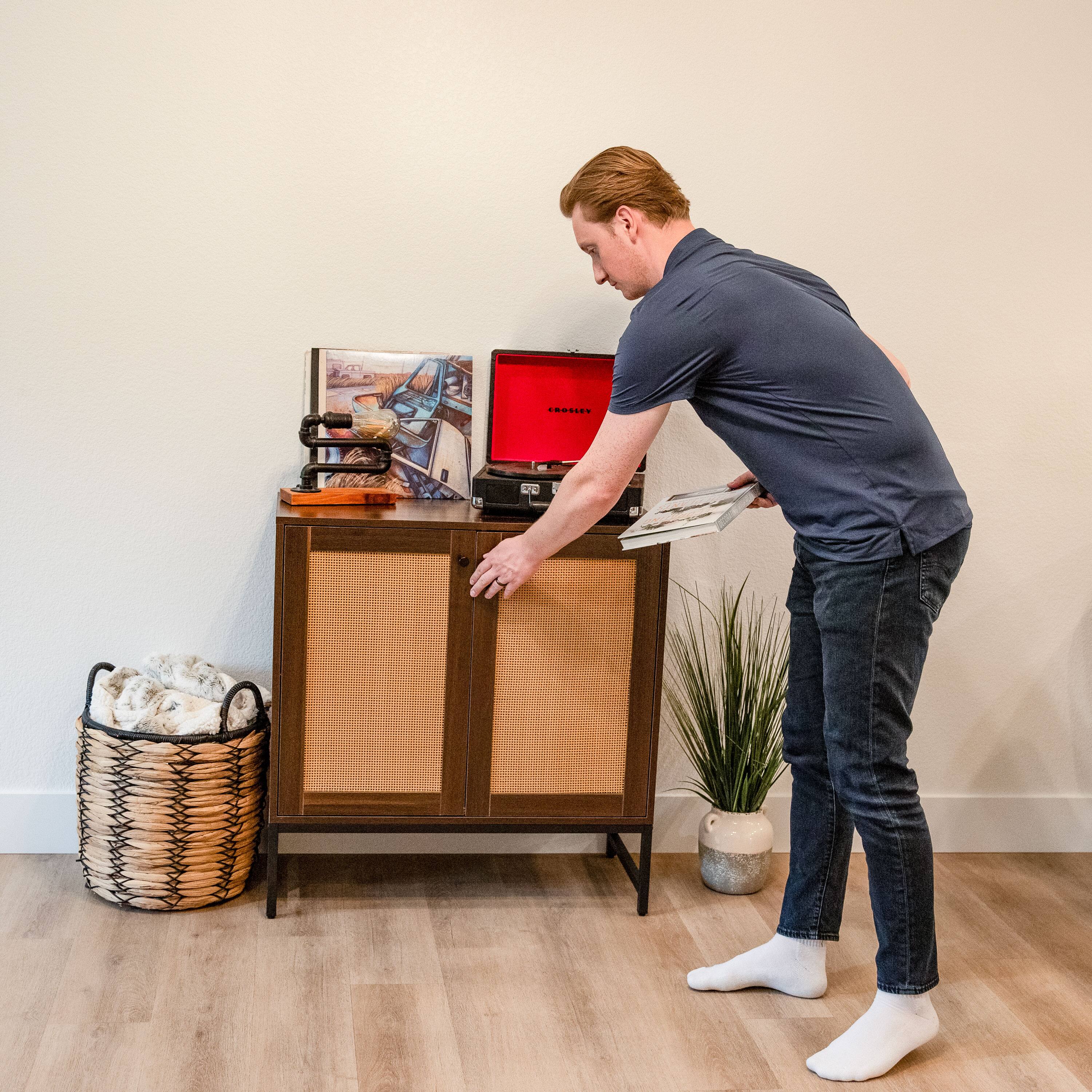 Alt View 10. Sunnydaze - 2-Door MDF Accent Cabinet with Shelf/Rattan Doors - Dark Brown.