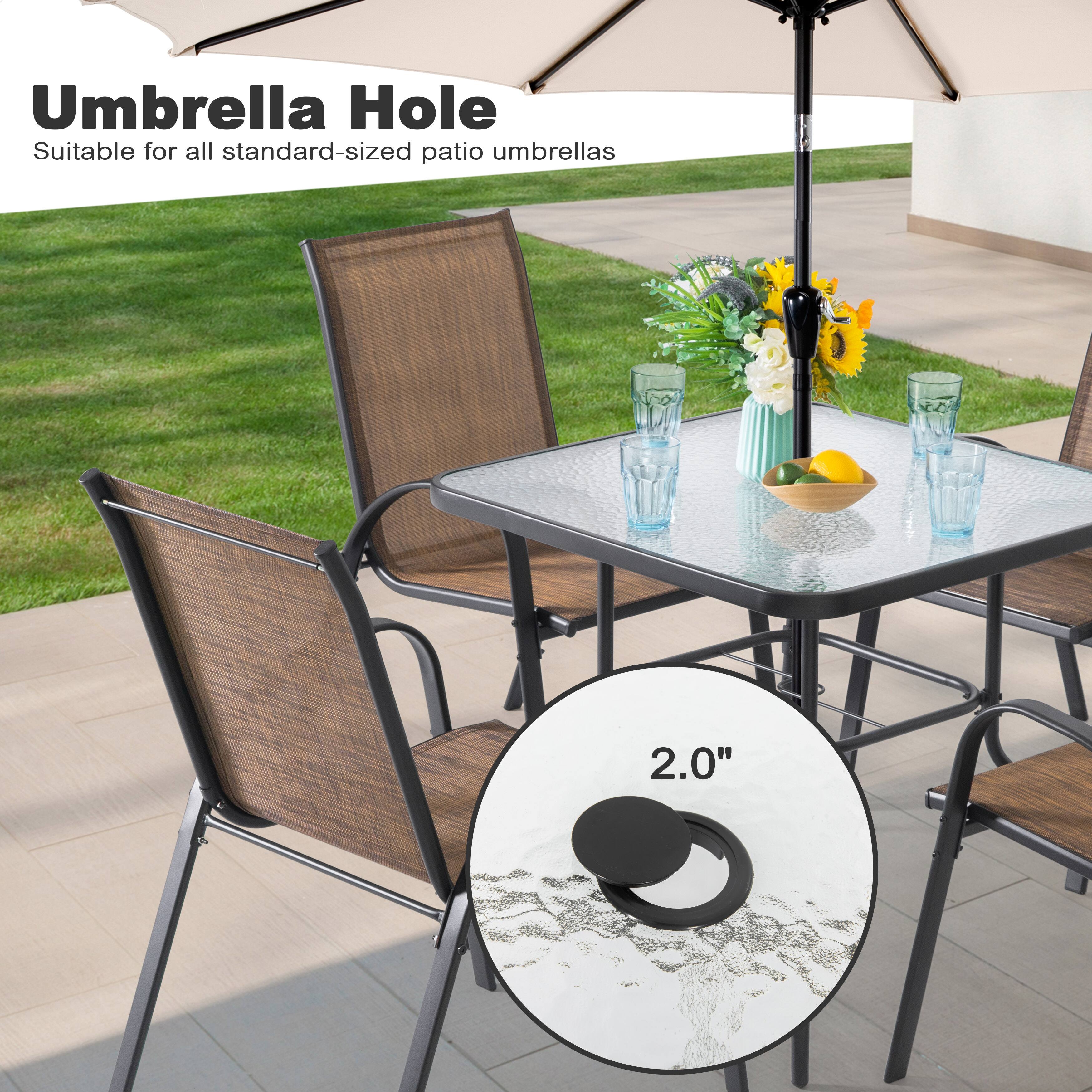 Umbrella Hole  
Suitable for all standard-sized patio umbrellas  

2.0"