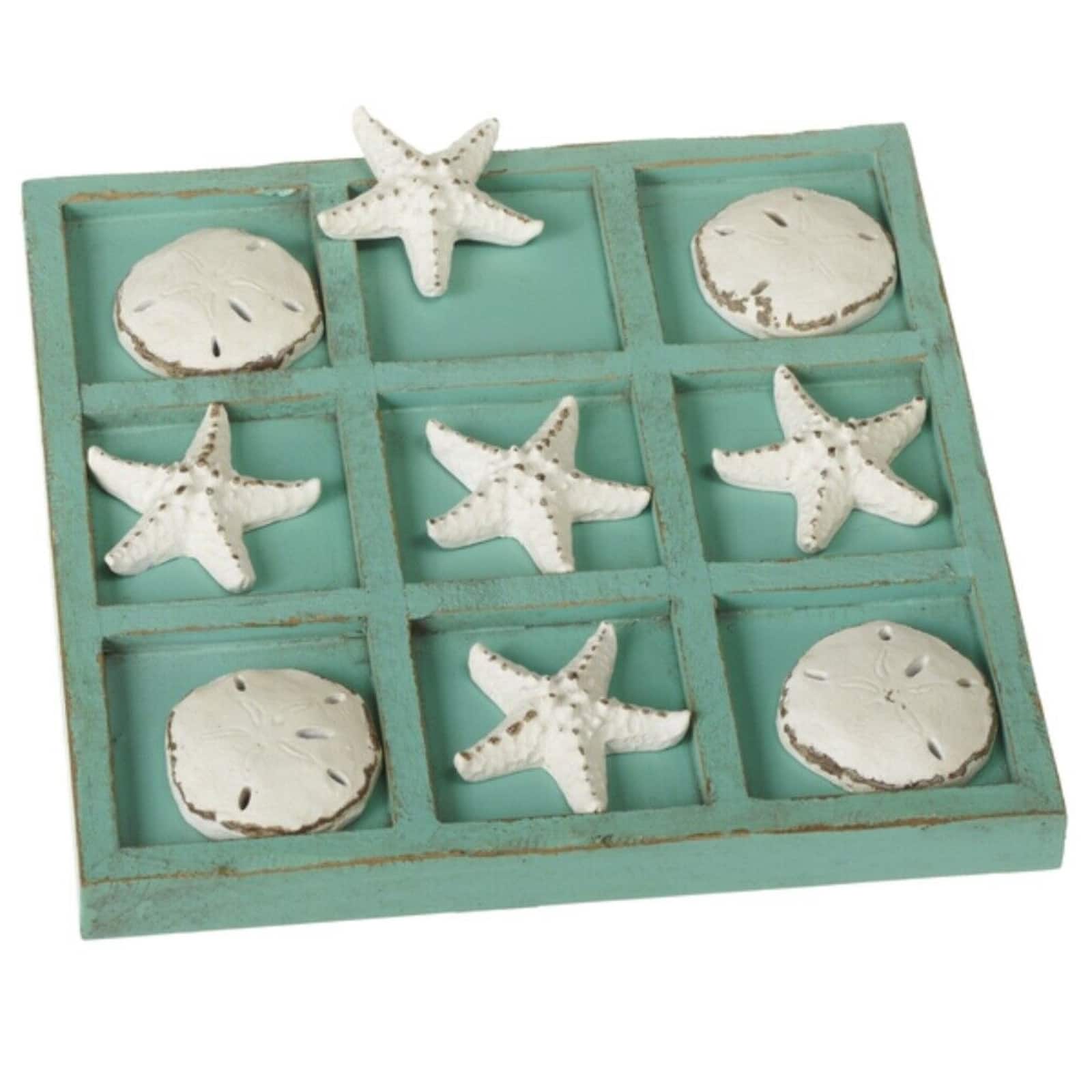 Ganz - Starfish and Sand Dollar Tic Tac Toe Game Board Wood Teal White price history on PriceWatchPro