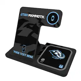 Keyscaper - Utah Mammoth Personalized Tilt 3-in-1 Charging Station - Black