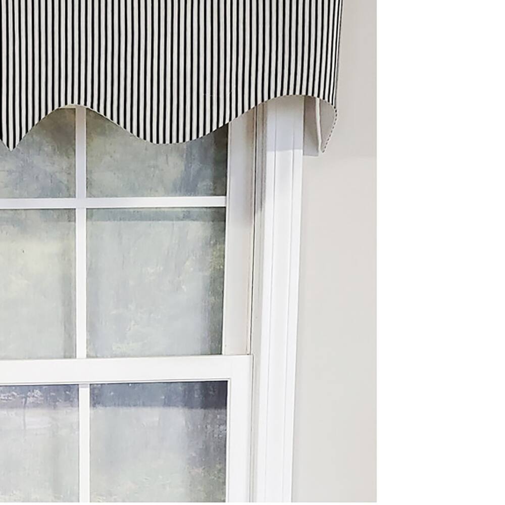 Left. RLF Home - RLF Home Luxurious Modern Design Classic MG-Ticking Stripe Regal Style Window Valance 50" x 17" Black - Black.