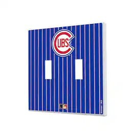 Keyscaper - Chicago Cubs 1948-1956 Cooperstown Pinstripe Double Toggle Light Switch Plate - Multicolor