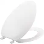 Front. BEMIS - Bemis Elongated Plastic Toilet Seat in White with Top-Tite Hinge - White.