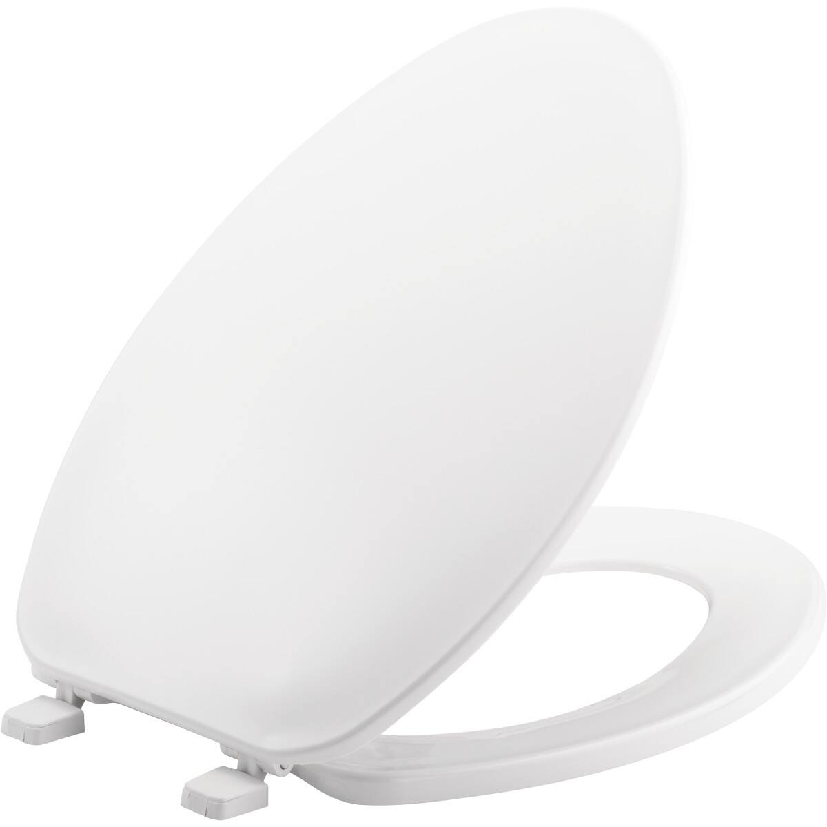 Front. BEMIS - Bemis Elongated Plastic Toilet Seat in White with Top-Tite Hinge - White.
