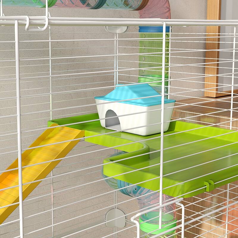 Alt View 5. Pawhut - Extra Large 23" Hamster Cage with Tubes, Portable Carry Handles, 5-Tier Design, Exercise Wheel, Water Bottle.