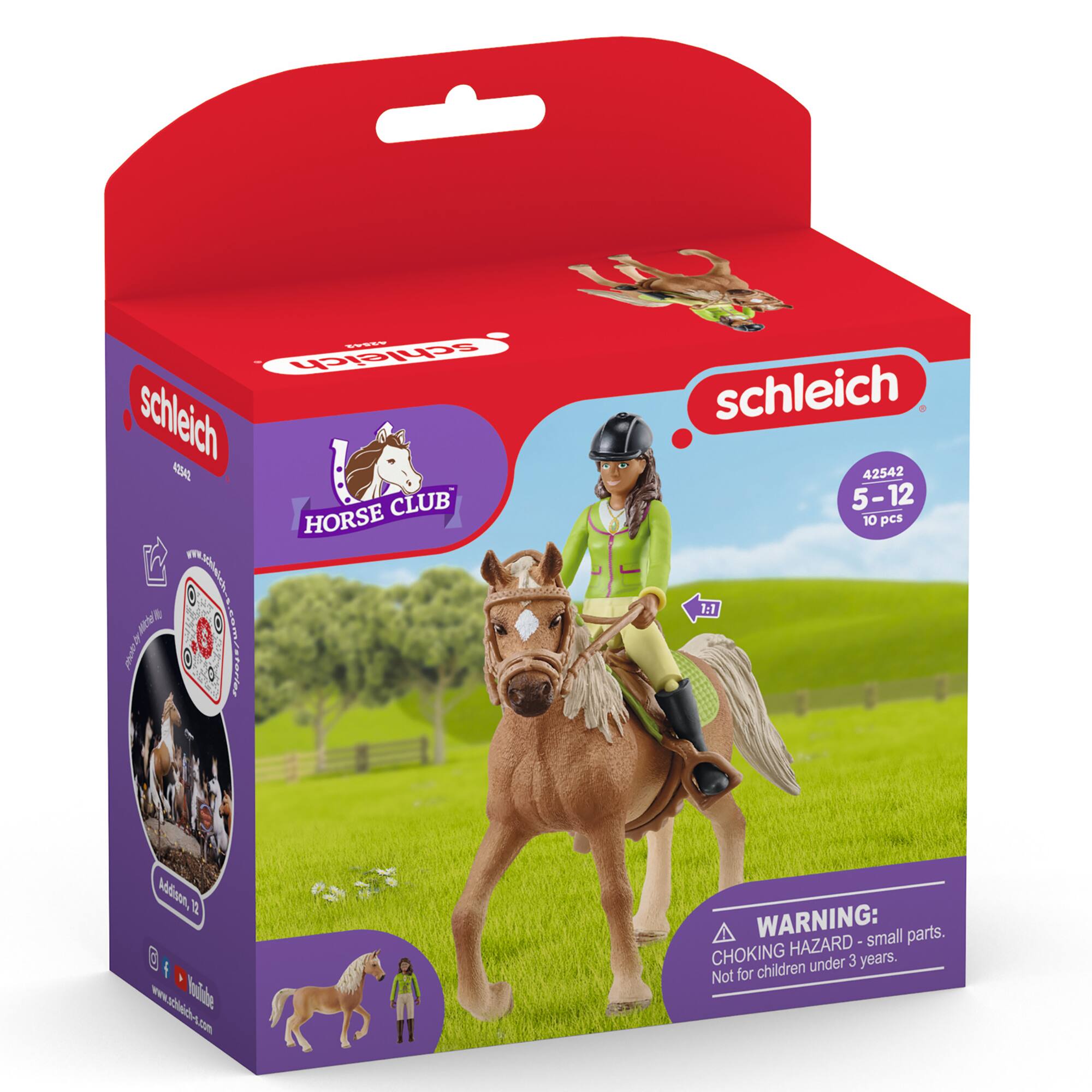 schleich A5 CLUB HORSE WTH 0: heio P & 9: M Mt Panar 0 1are. schleich + 42542 5-12 10 pcs 7:1 Mdon 2 f www.sdldd-com WWE hlite t2 WARNING: small parts. CHOKING HAZARD under 3 years. Not for children