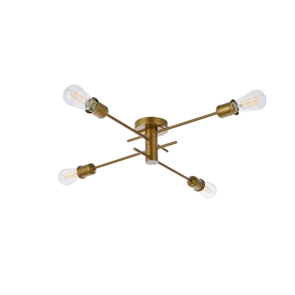 Back. Living District - Xavier 4 lights flush mount in brass - Brass.