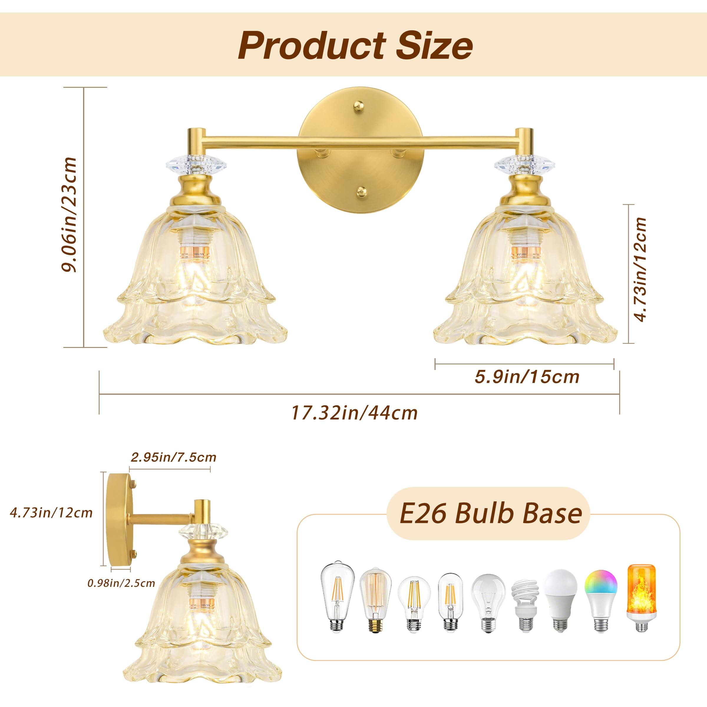 Product Size

- Height: 9.06in/23cm
- Width: 5.9in/15cm
- Depth: 4.73in/12cm
- Overall Size: 17.32in/44cm
- Bulb Base: E26
- Bulb Base Diameter: 0.98in/2.5cm
- Wall Mount Size: 2.95in/7.5cm x 4.73in/12cm