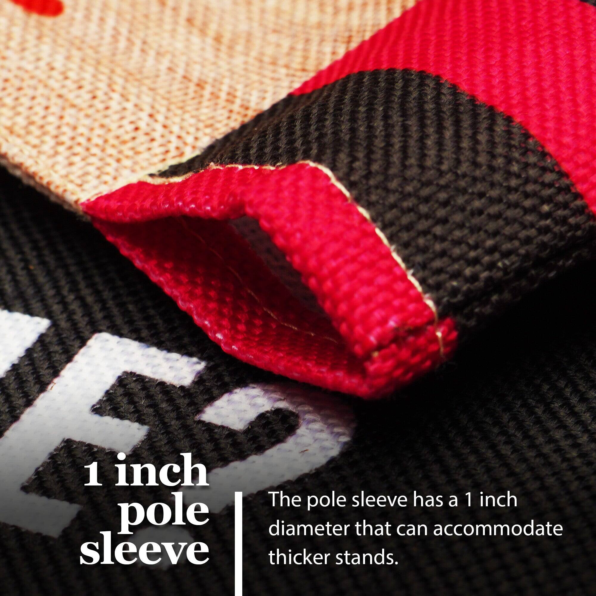 1 inch pole sleeve

The pole sleeve has a 1 inch diameter that can accommodate thicker stands.