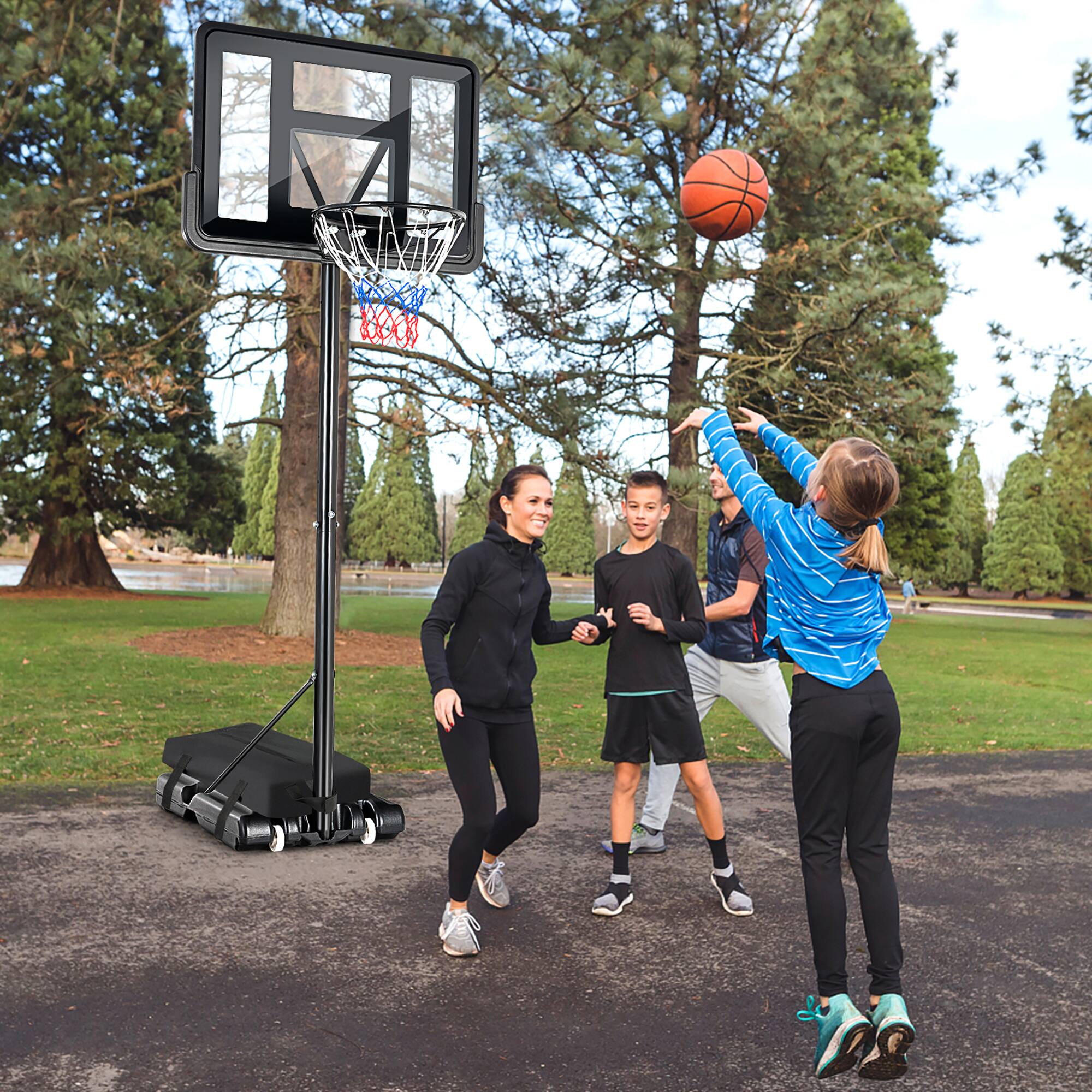 Alt View 1. Gymax - Gymax Height Adjustable Portable Basketball Hoop System Shatterproof Sandbag 2 Nets - Black.