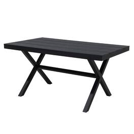 Mondawe - 59" Outdoor Dining Table with Plastic Wood Surface - Black