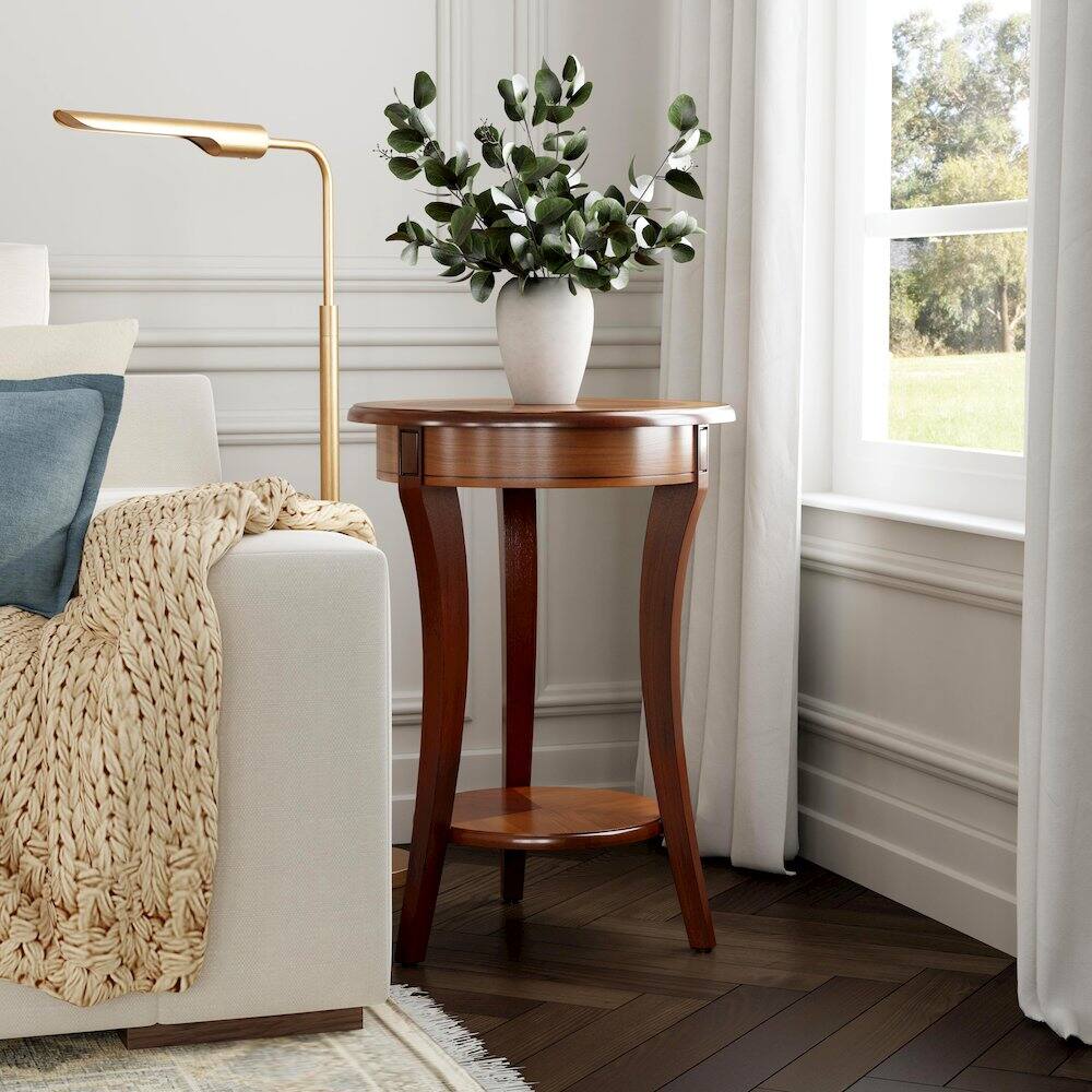 Alt View 1. Butler Specialty - Holdin Round 18"W Side Table - Medium Brown.