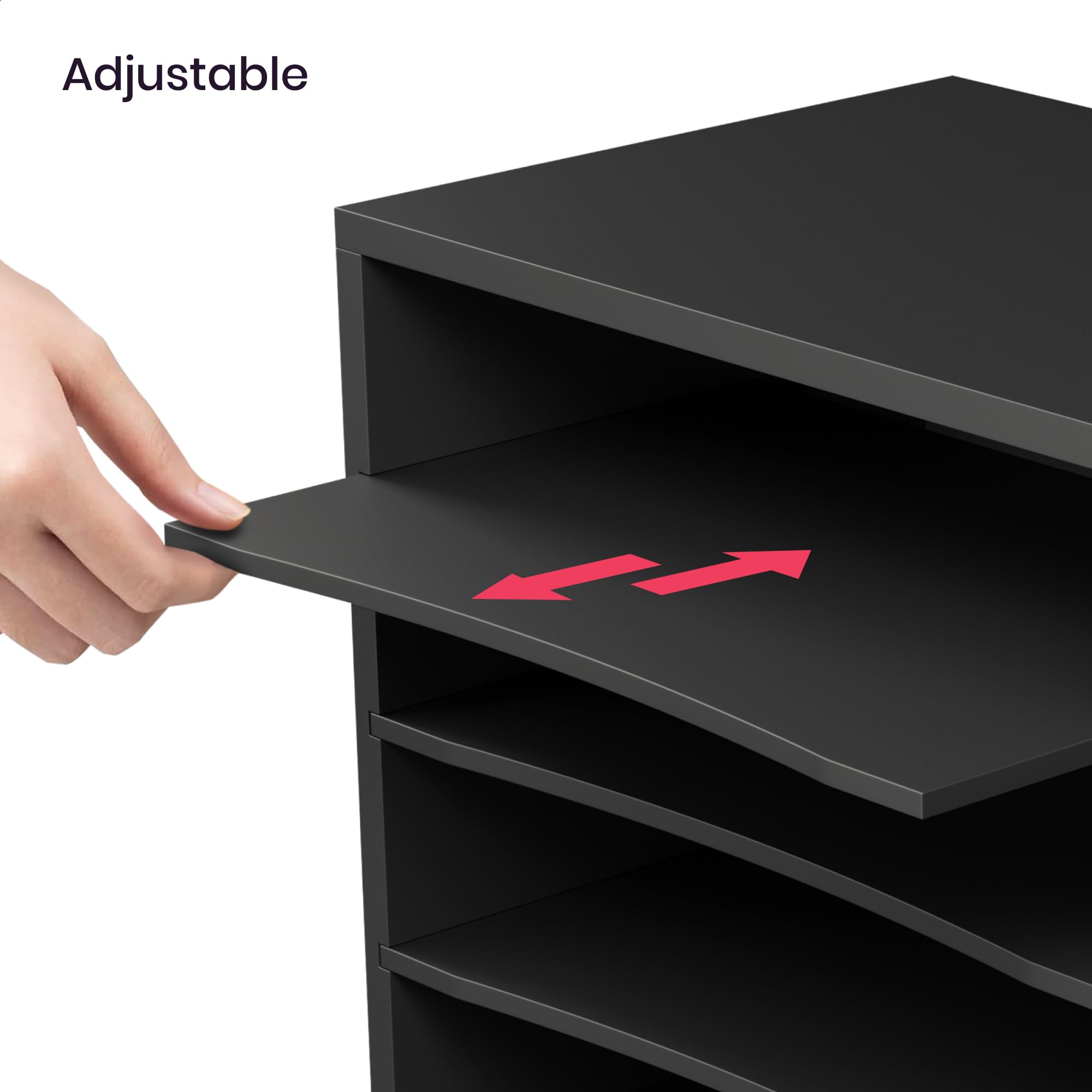 Alt View 3. Paradigms Interiors - 4-tier Paper Organizer For Desk Stackable Tray Storage Shelves Stacking Letter Sorter Classroom Office - Black-4 Tier Open-Top.