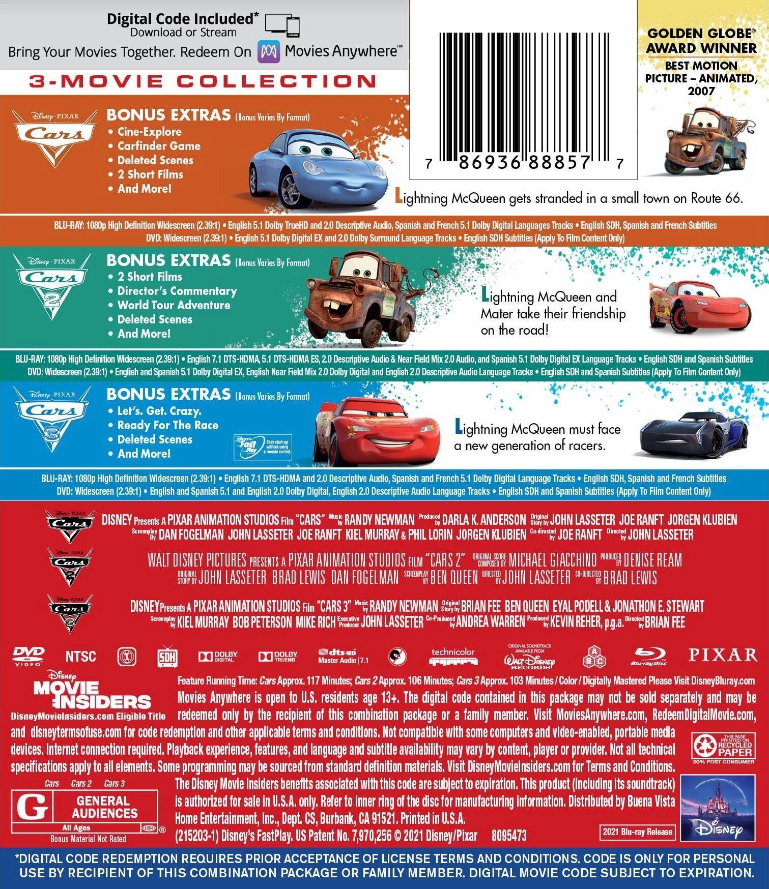Alt View 1. Cars: 3-Movie Collection   - BLU-RAY.