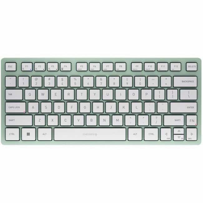 CHERRY - KW 7100 Keyboard - Multi-Device, Compact, 3 Bluetooth Channels, AES-128 Encryption, Status LEDS, Abrasion-proof - Agave Green