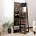 Alt View 11. Costway - Mirrored Jewelry Cabinet Armoire Lockable Standing Storage Organizer with Shelf Brown - Brown.