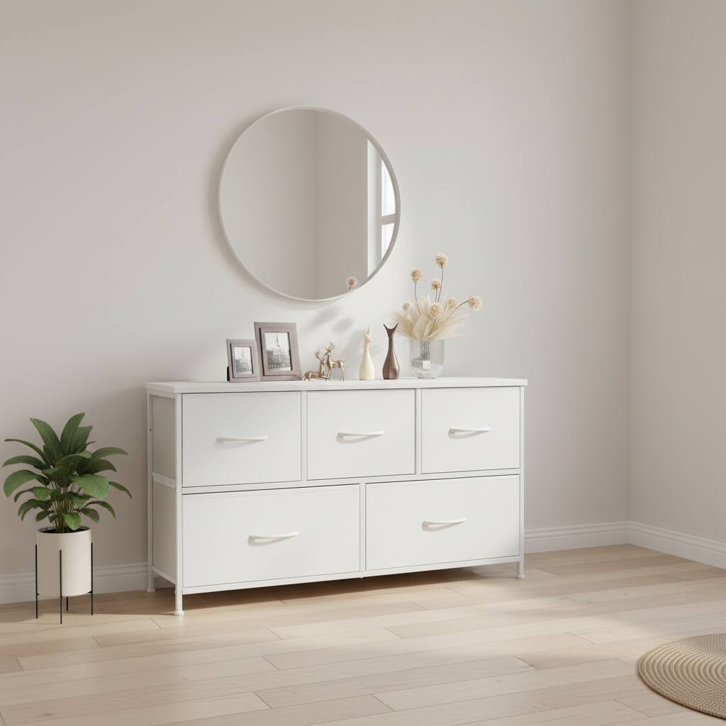 Alt View 5. AOITUN - Dresser for Bedroom with 5 Storage Drawers - Ideal Temporary Clothes Dresser & TV Stand - White.