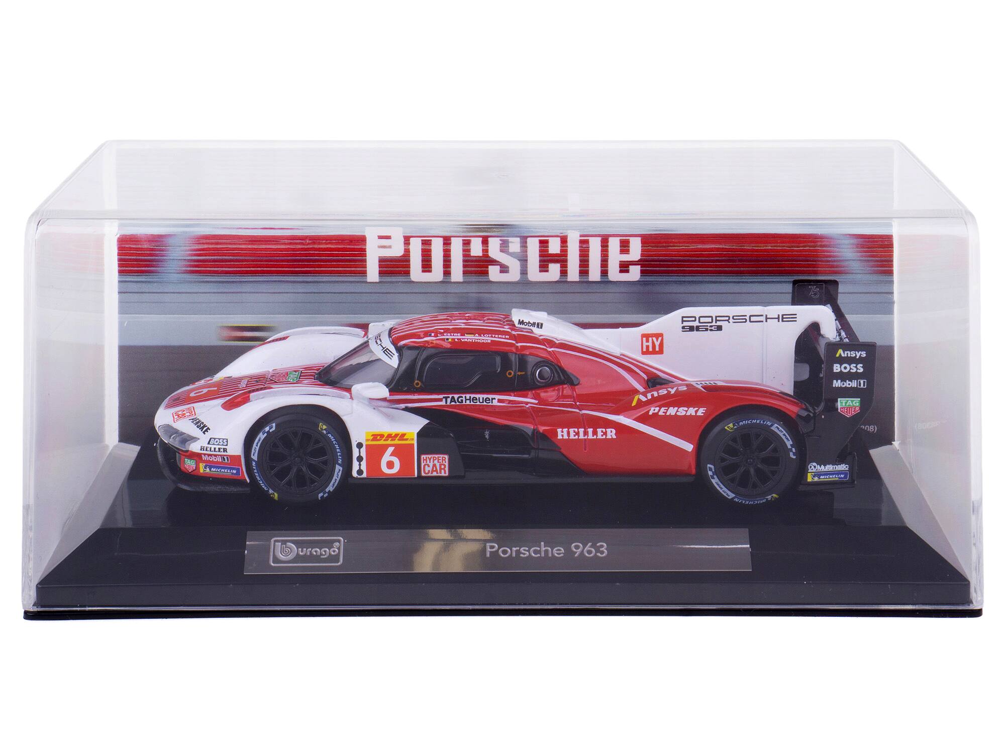 Porsche  
PORSCHE 963  

Sponsors:  
- Mobil 1  
- TAG Heuer  
- Penske  
- DHL  
- HELLER  
- Ansys  
- BOSS  
- HYPER CAR  
- MICHELIN  
- Multimatic  
- Urango  

Porsche 963