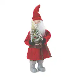 BreeBe - Standing Santa Decor 15"H - Red, Brown, Green