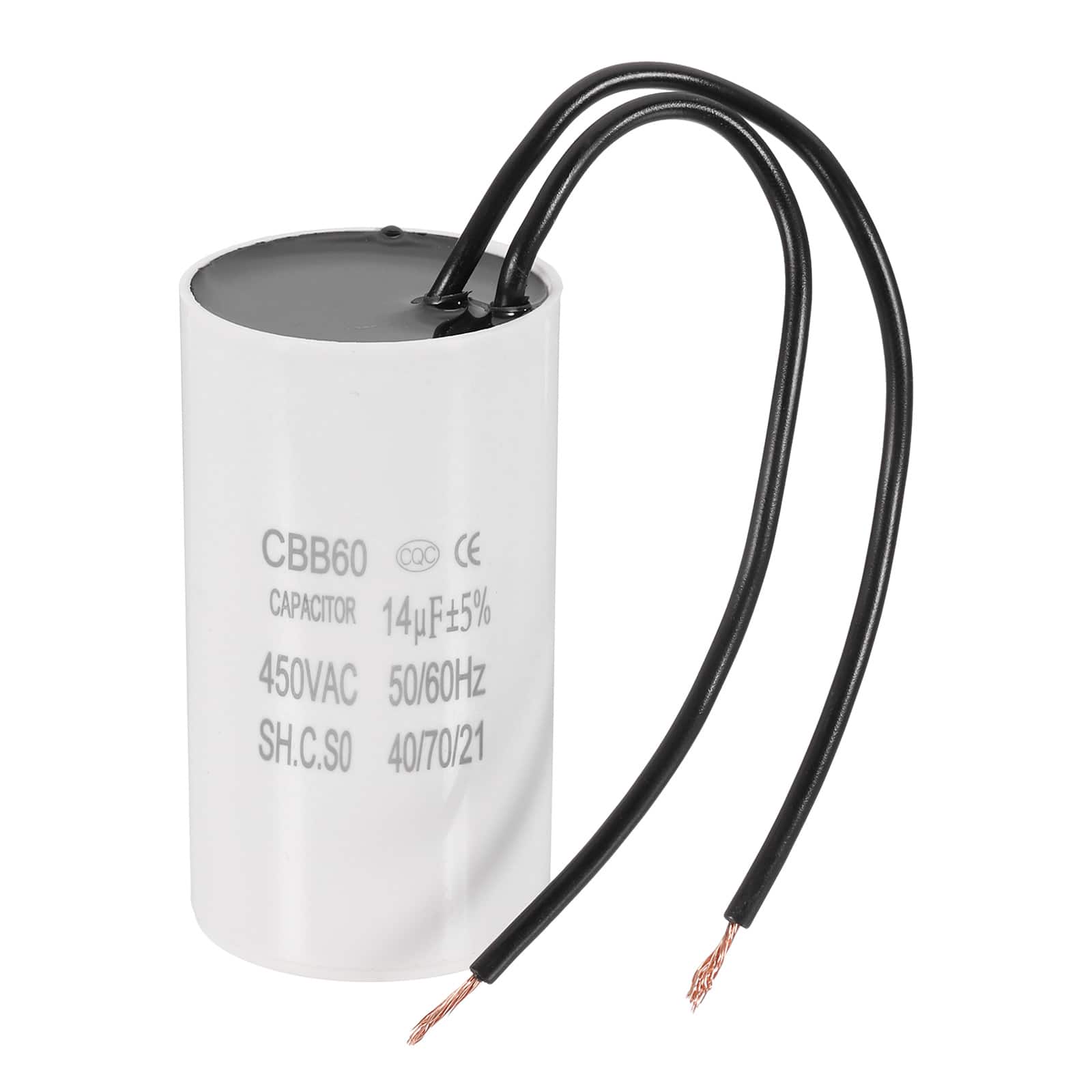 Unique Bargains - 14uF CBB60 Running Capacitor, AC 450V 2 Wires 50/60Hz for Refrigerators, Washing Machines, Water Pumps - White price history on PriceWatchPro