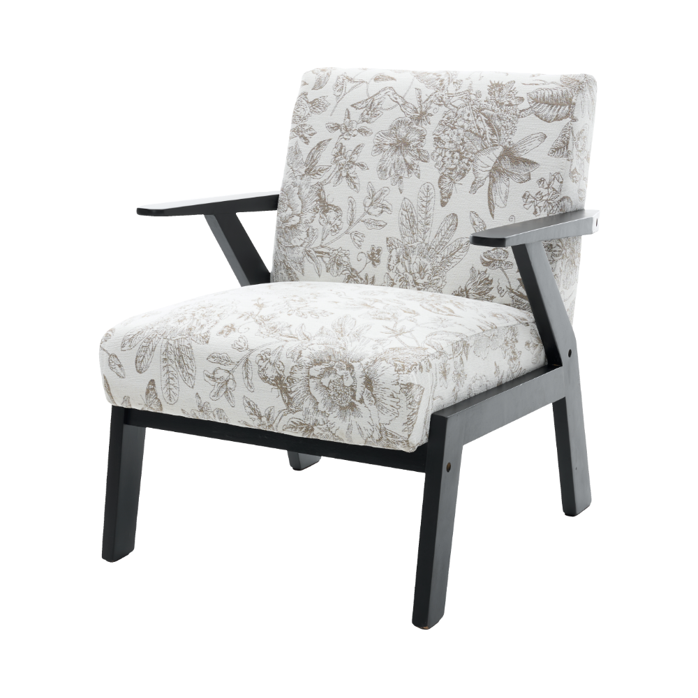 Front. Ecooso - Mid-Century Modern Lounge Armchair with Seat Cushion, Accent Chair for Living Room or Study - Beige & Grey.