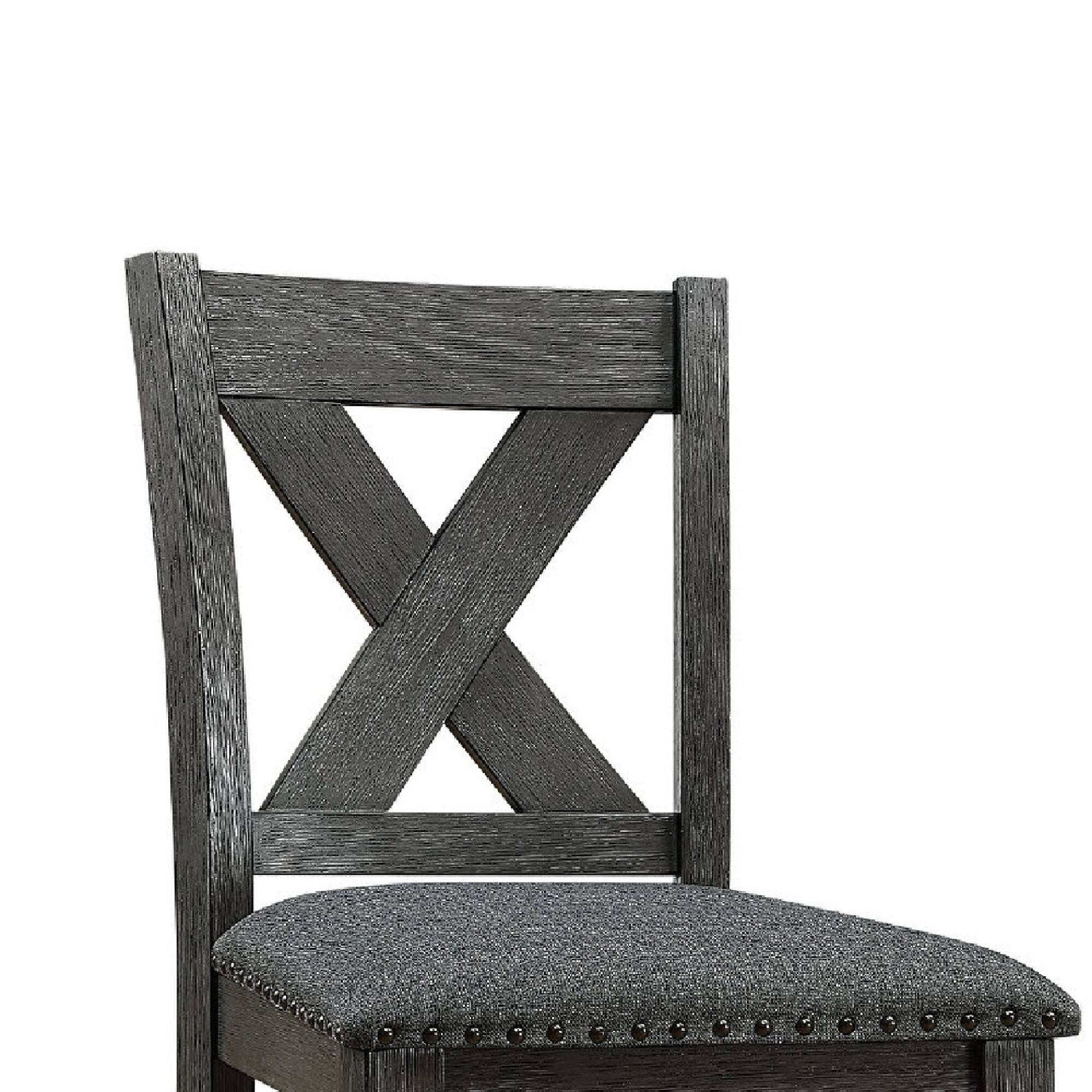 Alt View 1. Manhattan Lane - Chair with High X Shaped Back and Nailhead Trim, Set of 2 - Brown.