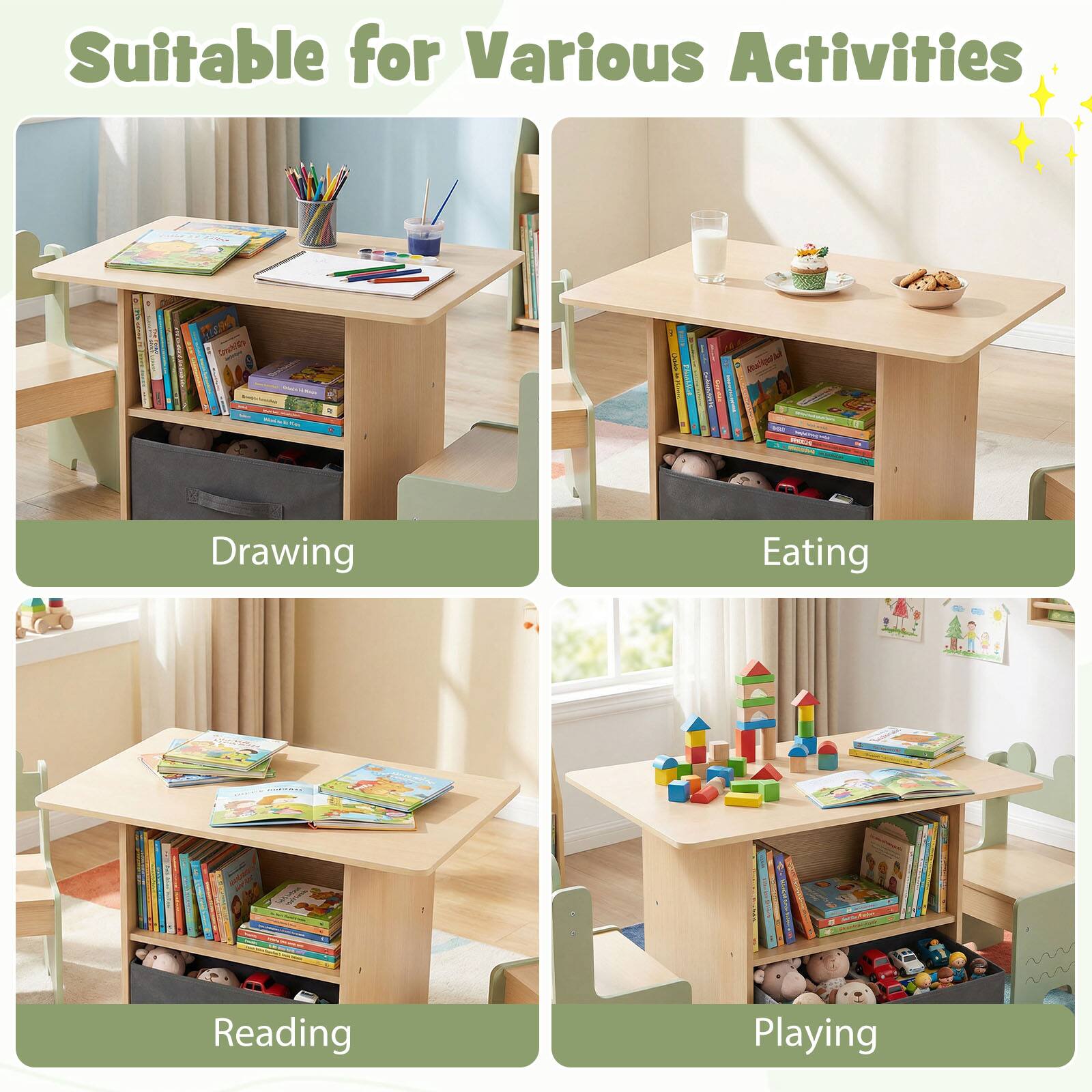 Suitable for Various Activities

- Drawing
- Eating
- Reading
- Playing