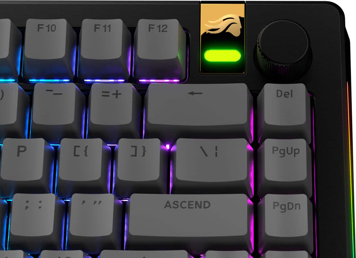 The text on the image reads:
F10 F11 F12 = + Del P { } 17 I PgUp ASCEND PgDn
Corrected text:
F10 F11 F12 = + Del P { } 17 I PgUp Ascend PgDn