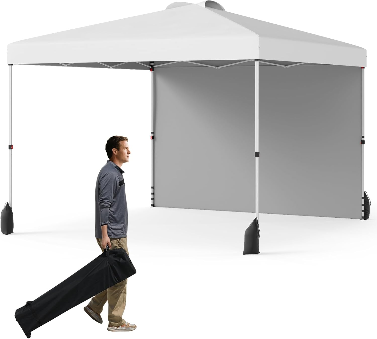 Gymax - 10 X 10 FT Pop up Canopy Tent w/ 1 Sidewall Wheeled Bag 8 Stakes - White price history on PriceWatchPro