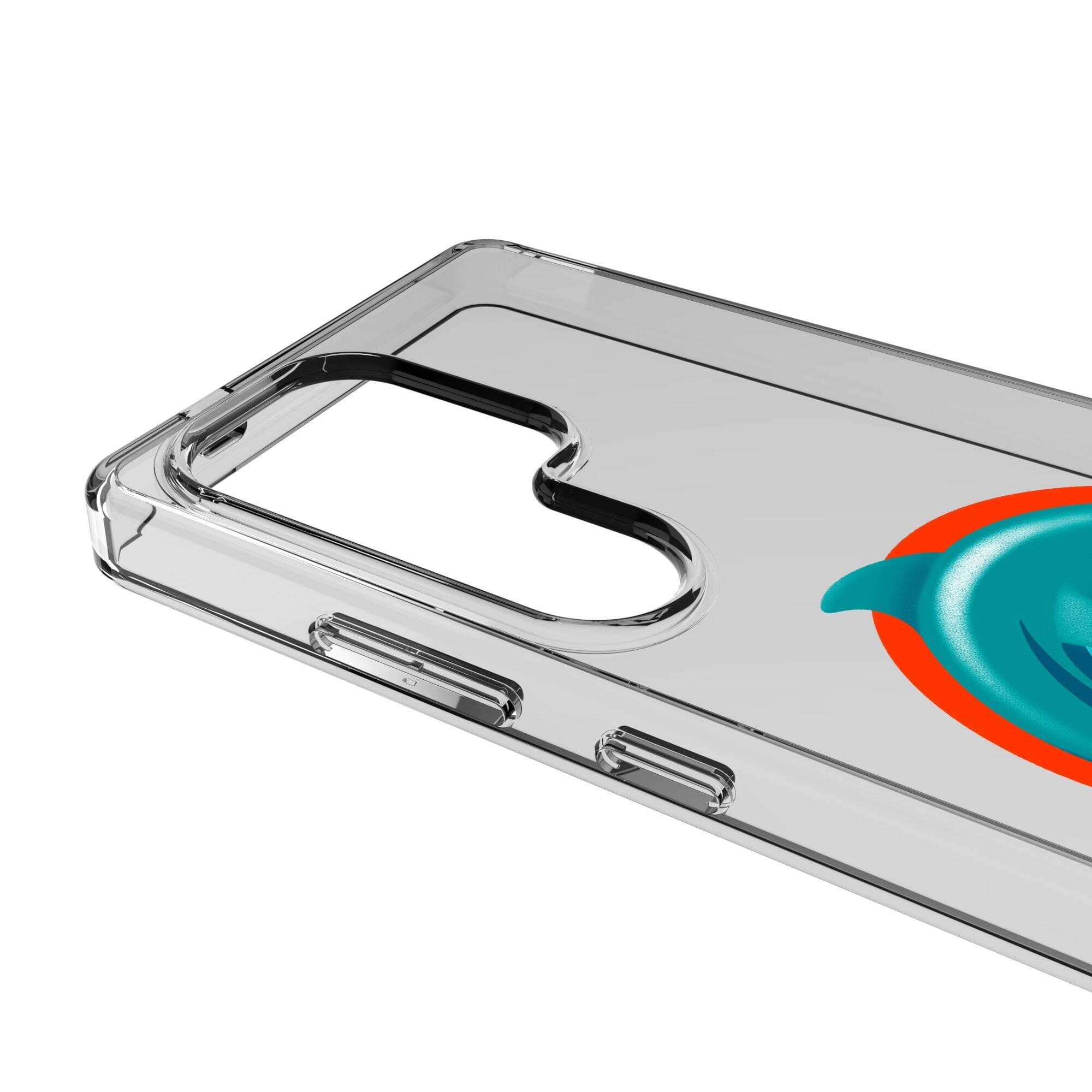 Alt View 2. Keyscaper - Miami Dolphins Galaxy Clear Case - S23 - Multicolor.