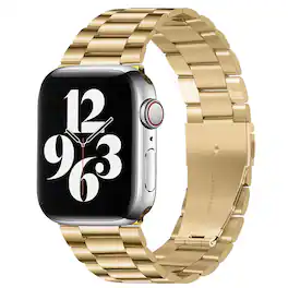 StrapsCo - Flat-Link Everyday Bracelet Stainless Steel Watch Band Strap For Apple Watch - 44mm/45mm/46mm/49mm - Gold