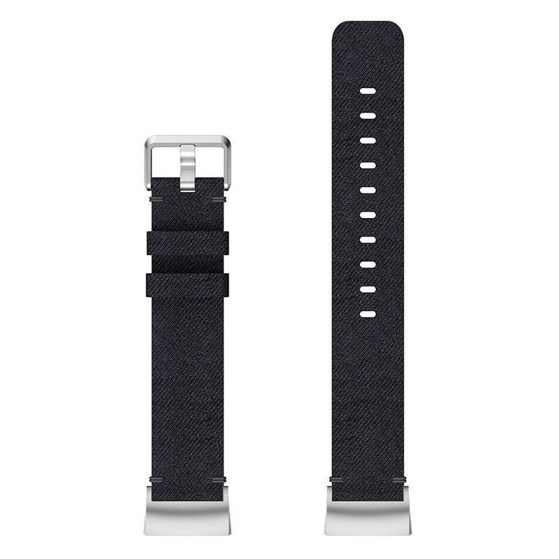 Left. StrapsCo - Everyday Canvas Strap Nylon Watch Band For Fitbit Charge 6 - Charcoal.