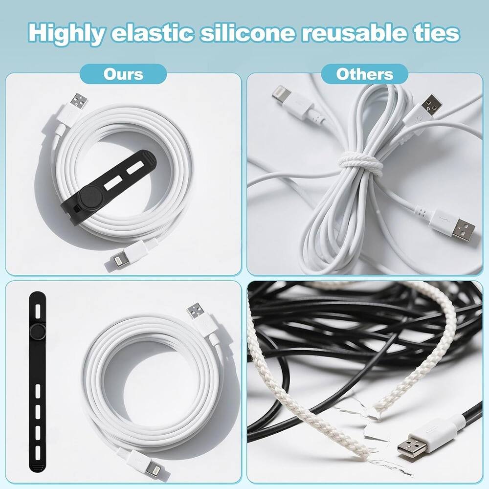 Highly elastic silicone reusable ties

Ours

Others