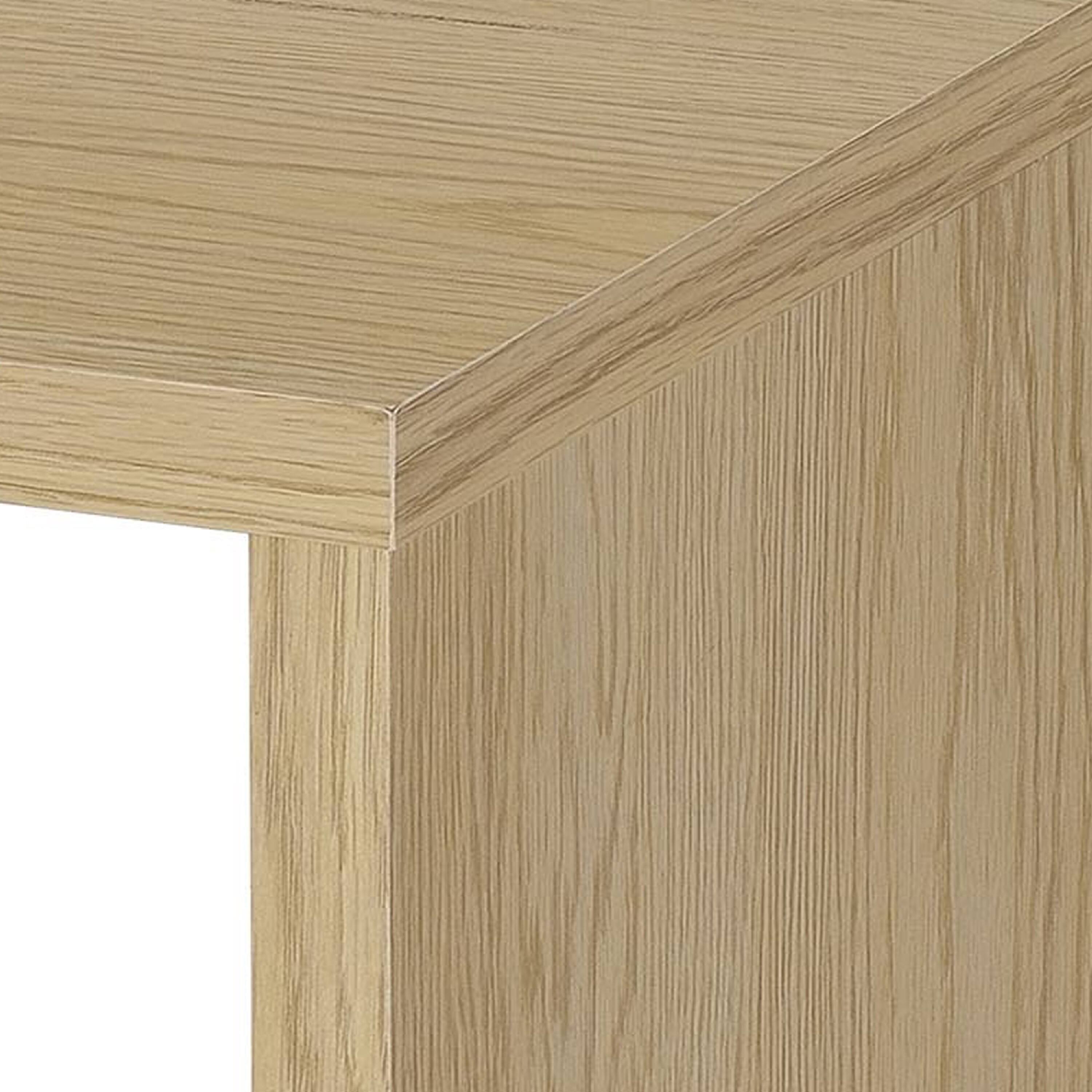 Alt View 4. Manhattan Lane - Kerra Square Side End Table, U-Shape Frame, Wood 24 Inch - Light Oak Brown.