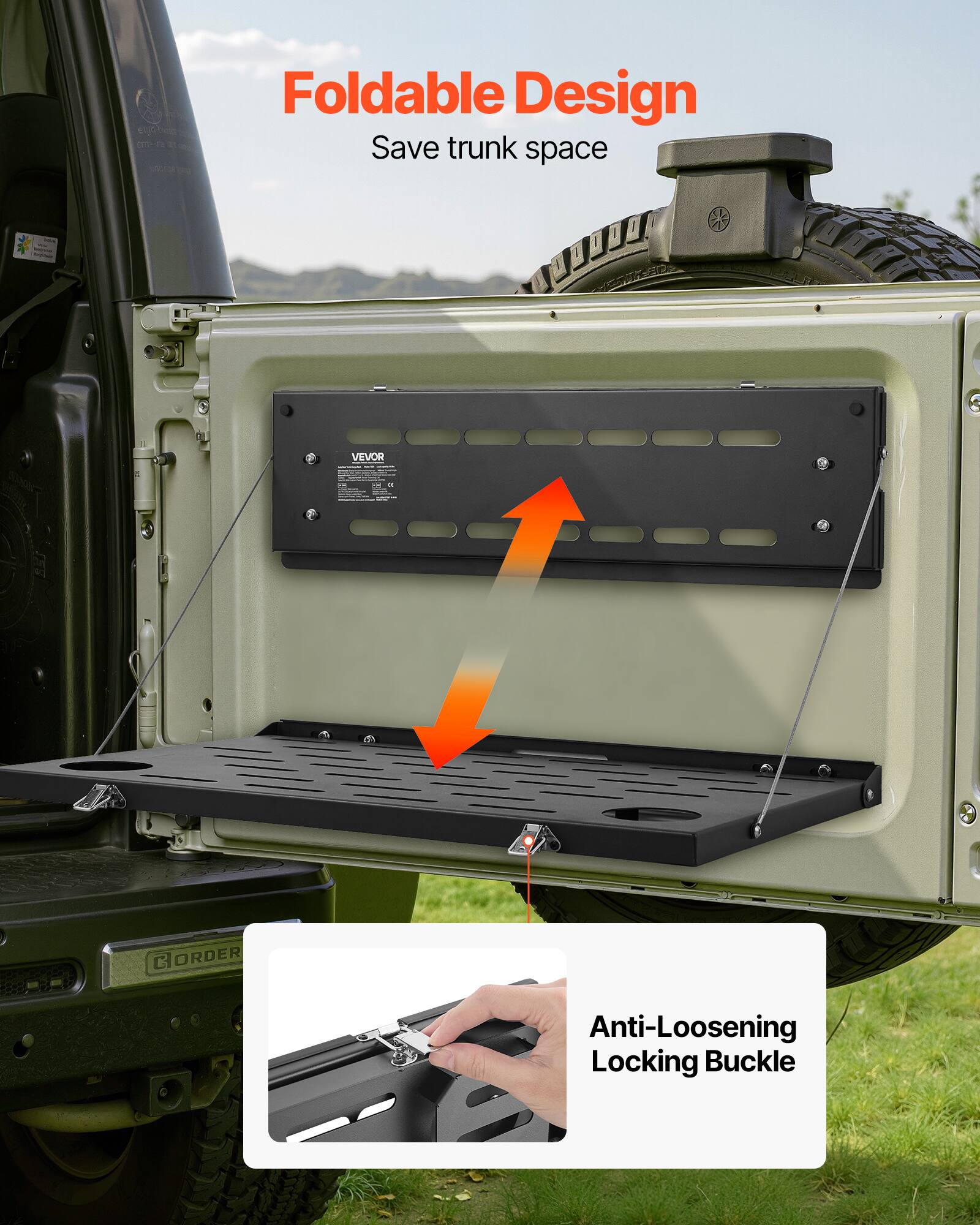 Foldable Design  
Save trunk space  

Anti-Loosening Locking Buckle