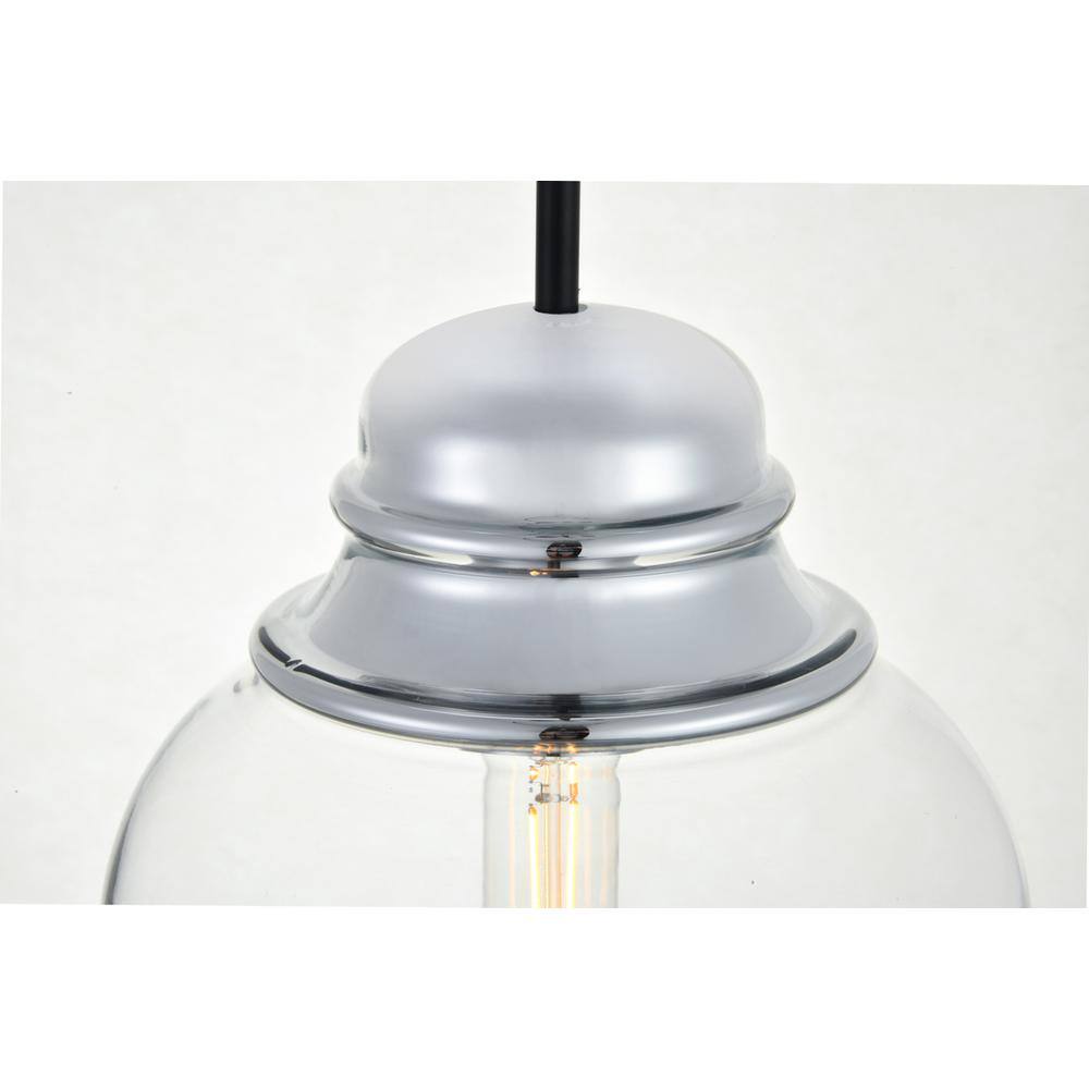 Alt View 1. Living District - Kenna 1 Light Chrome Pendant With Clear Glass - Chrome And Clear.