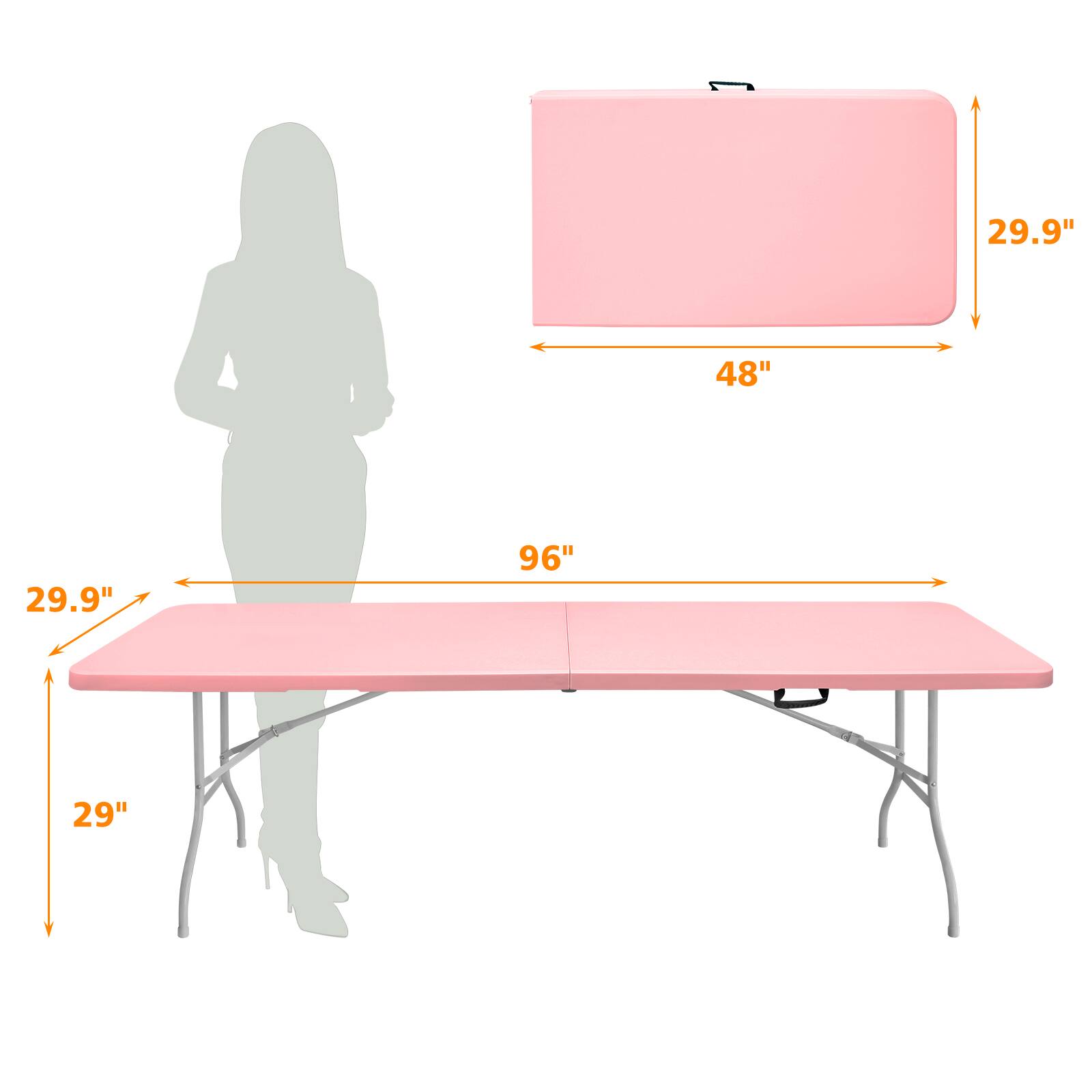 - Length: 96"
- Width: 48"
- Height: 29.9"
- Tabletop Height: 29"