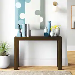Hivvago - Solid Wood Modern Accent Console Table / Sofa Table in Dark Walnut Finish - Brown