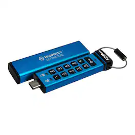 Kingston - Ironkey Keypad 200 USB-C 128GB Encrypted Flash Drive - Blue