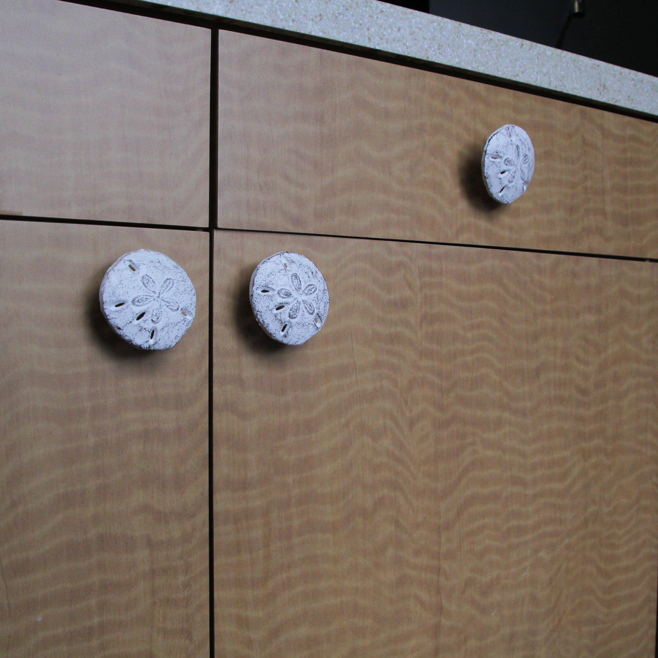 Alt View 5. Zeckos - White Sand Dollar Drawer Pulls – 6-Piece Coastal Knobs for Cabinets - White.