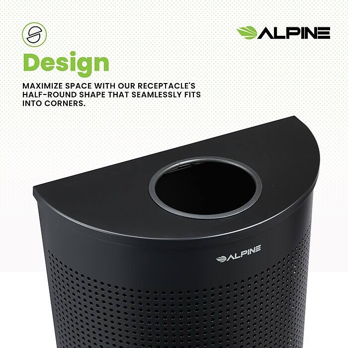 Design
MAXIMIZE SPACE WITH OUR RECEPTACLE'S HALF-ROUND SHAPE THAT SEAMLESSLY FITS INTO CORNERS.
ALPINE
ALPINE