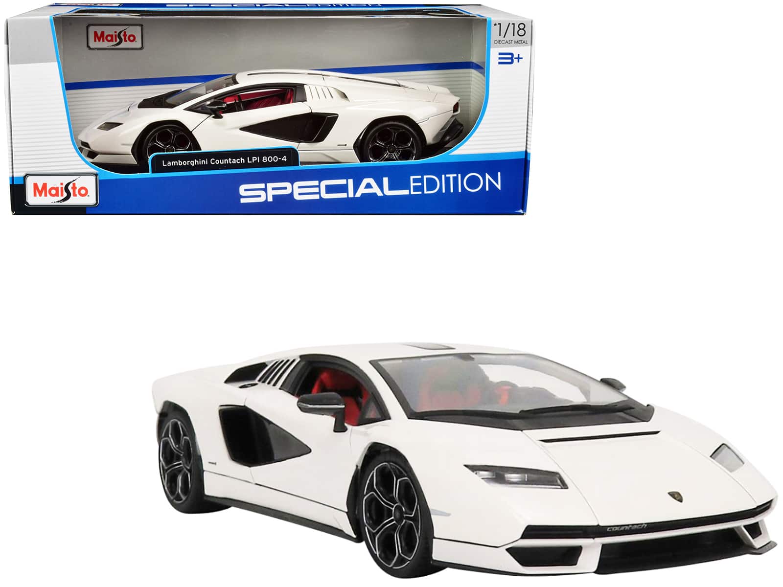 "Lamborghini Countach LPI 800-4 White with Black Accents and Red Interior ""Special Edition"" 1/18 Model Car by Maisto" price history on PriceWatchPro