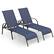 Front. Costway - 2 PCS Patio Lounge Chair Chaise Adjustable Reclining Armrest - Navy.