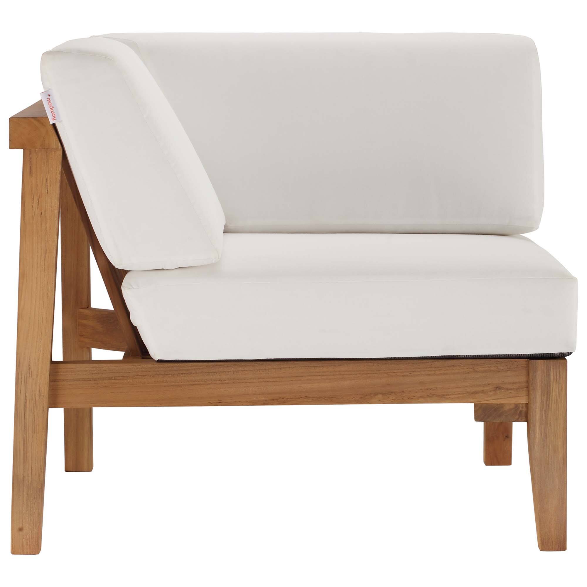 Back. Modway - Bayport Outdoor Patio Teak Wood Corner Chair by Modway - Natural White.