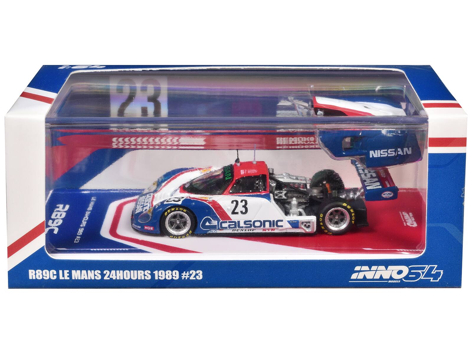 - 23 NISSAN SAN 1 x SSAN 2 LE 9 0C DENEOS 23 DUMLON RB9C 696 BACRS mae HOK BA CALSONIC BUNLOP NTN -.. VENAOO ESI R89C LE MANS 24HOURS 1989 #23 INNO34 MODES