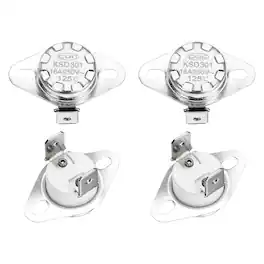 Unique Bargains - KSD301 Thermostat 125°C/257°F 16A Normally Closed N.C Temperature Switch for Microwaves/Oven 4pcs Ceramic - Silver
